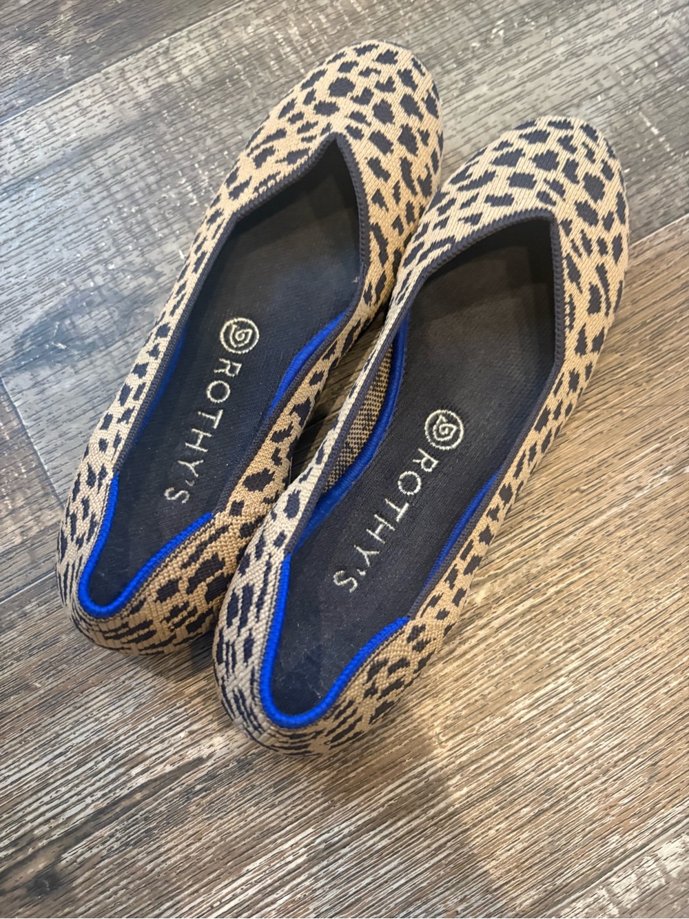 Rothy's Leopard Print Flats in Tan and Black
